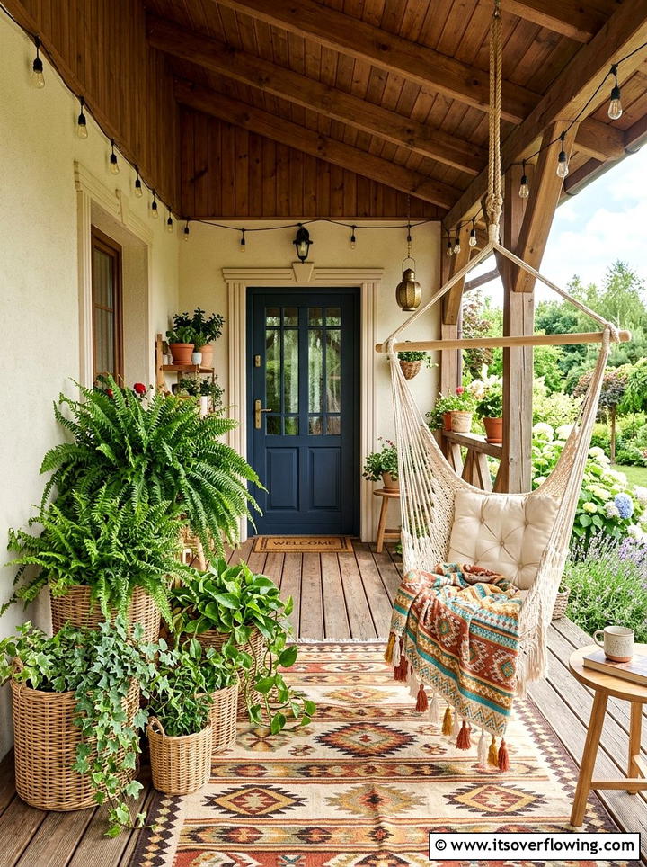 Wicker porch basket - 25 front porch decor ideas with planters