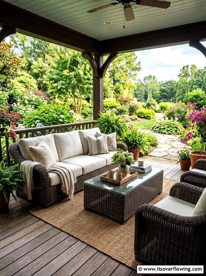 Wide Arm Wicker Sofa - 25 front porch ideas with wicker furniture