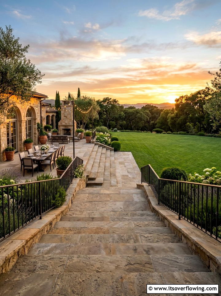 Wide Grand Patio Steps - 25 backyard ideas with steps