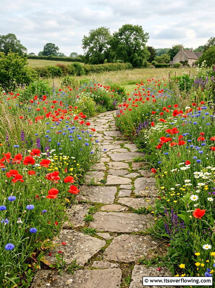 Wildflower Garden Path - 25 backyard decorating ideas with floral displays