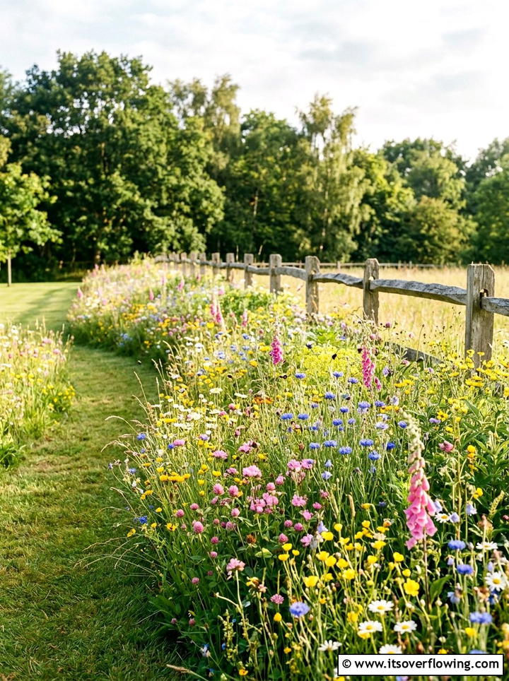 Wildflower Meadow Border - 25 backyard ideas for flat yards