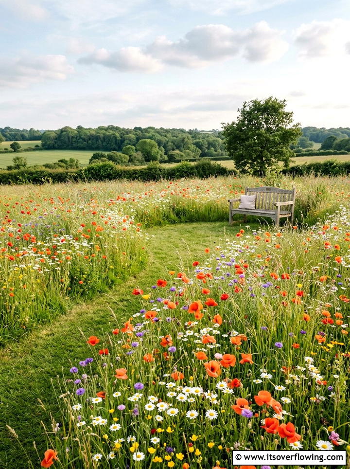 Wildflower Meadow Garden - 25 backyard ideas with meditation corner