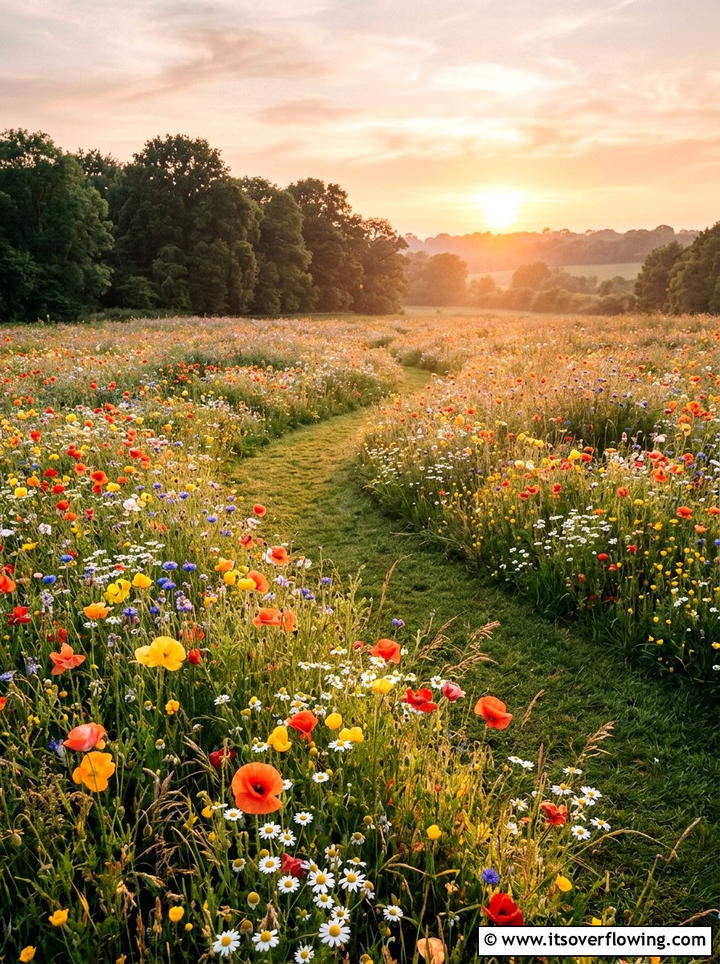 Wildflower Meadow Lawn - 25 backyard ideas with garden and lawn