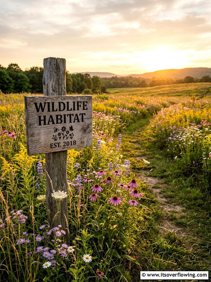 Wildflower Meadow Post - 25 creative garden ideas with personalized signs