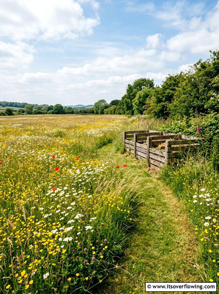 Wildflower Meadow With Perimeter Composting - 25 garden ideas with compost bins