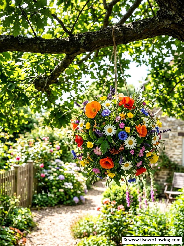 Wildflower Mix Hanging Spheres - 25 small garden ideas with hanging baskets