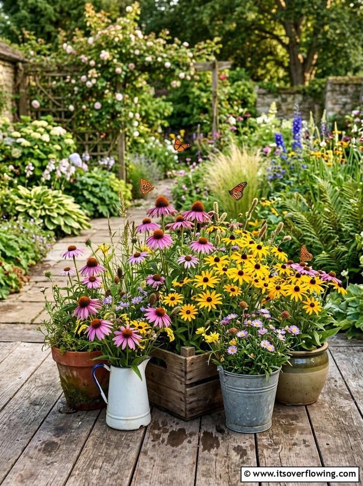 Wildflower Pot Arrangement - 25 backyard ideas with pot clusters