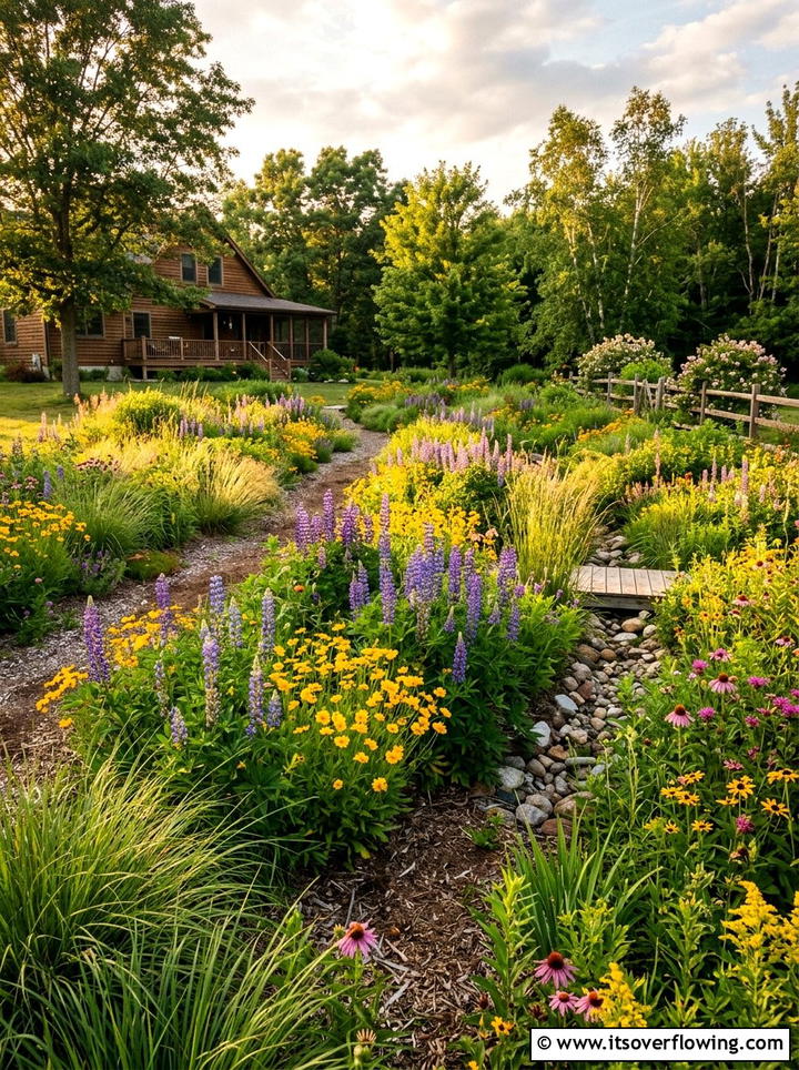 Wildflower Rain Garden - 25 backyard ideas with rain garden
