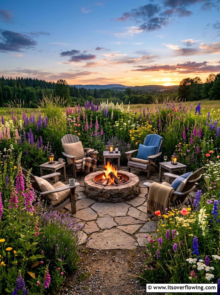 Wildflower Seating Area - 25 garden ideas with wildflowers