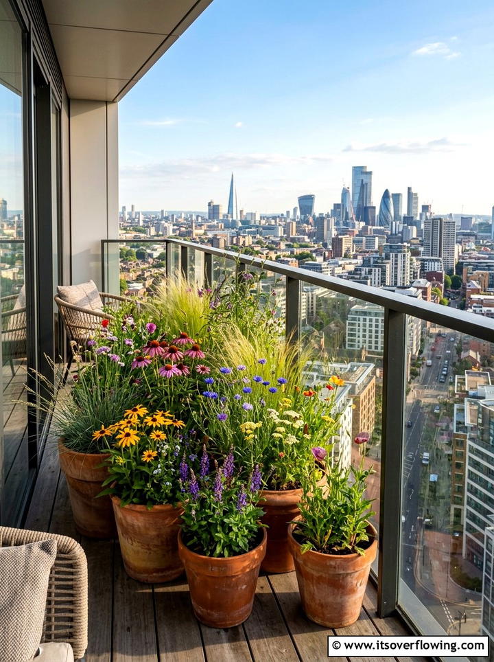 Wildflower container garden - 25 creative garden ideas with native wildflowers