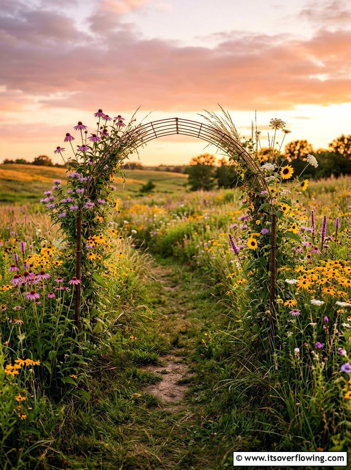 Wildflower meadow arch - 25 garden ideas with arches
