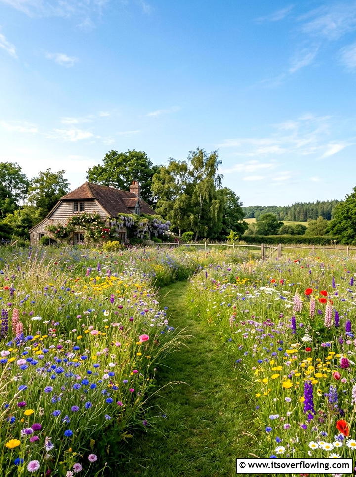 Wildflower meadow backyard - 25 garden ideas with pollinator plants