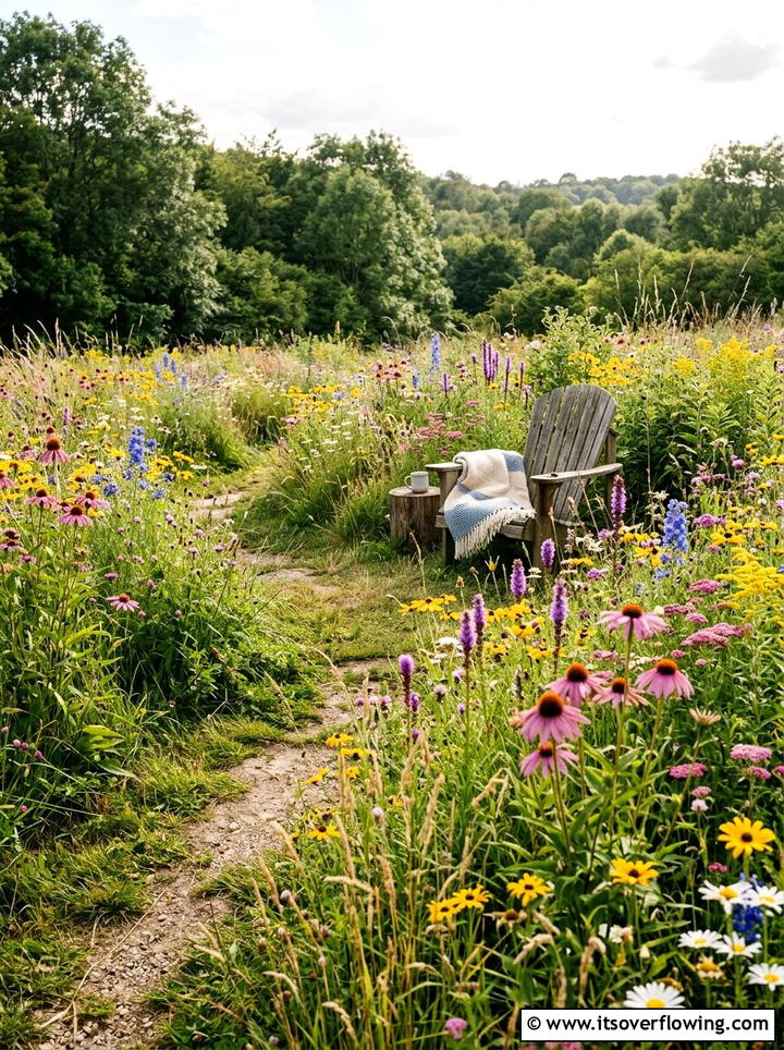 Wildflower meadow patch - 25 small garden ideas with reading nook