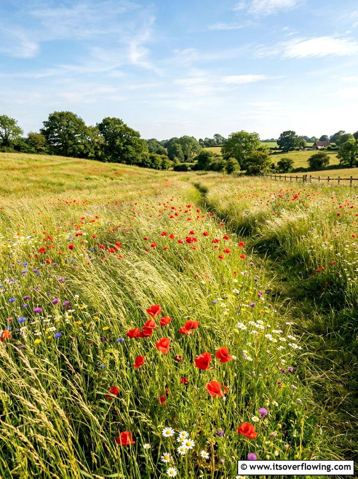 Wildflower meadow with native grasses - 25 garden ideas with ornamental grasses