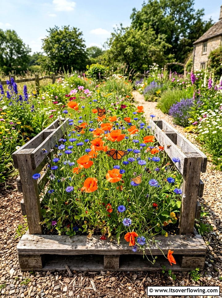 Wildflower patch - 25 creative garden ideas with pallet planters