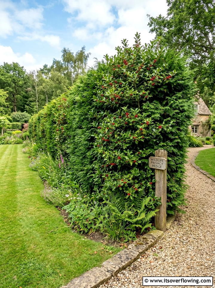 Wildlife hedge for privacy - 25 cheap garden ideas with native plants