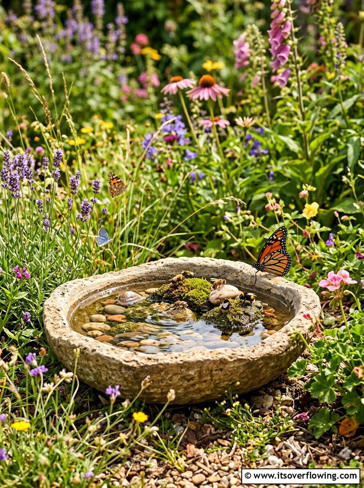 Wildlife water bowl - 25 backyard decorating ideas with water bowls