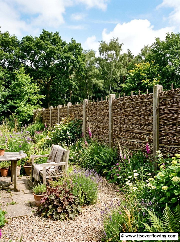 Willow Hurdle Screening - 25 garden ideas with fence decor