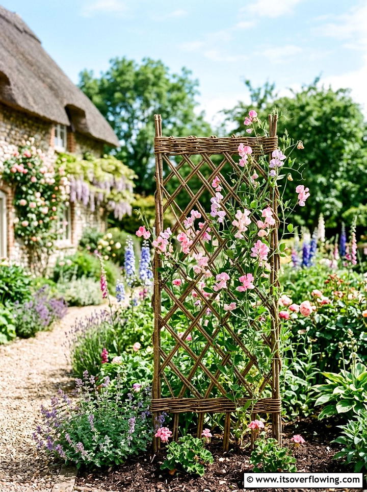 Willow Trellis - 25 backyard ideas with cottage garden