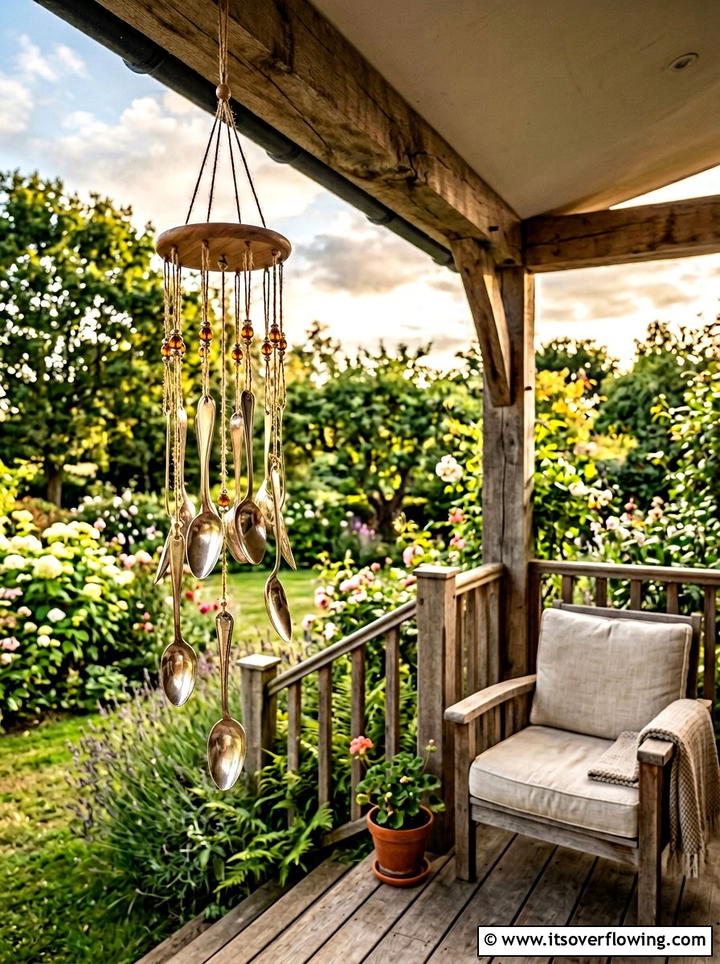 Wind Chimes With Silver Spoons - 25 cheap garden ideas with dollar store decor