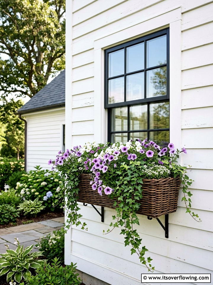 Window Basket Planter - 25 recycled garden ideas with baskets
