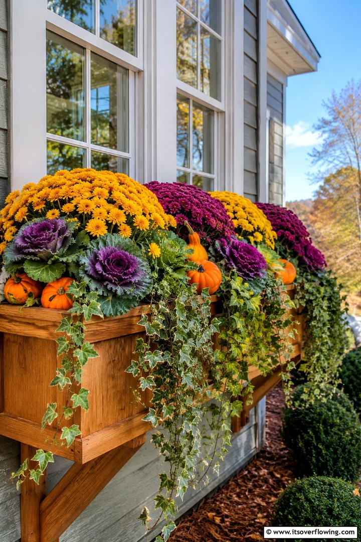 Window Box Autumn Planting - 50 Fall Decor Ideas for A Cozy Seasonal Refresh at Home
