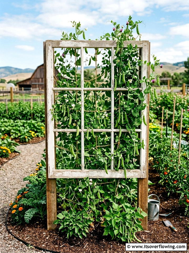 Window Frame Garden Trellis - 25 backyard decorating ideas with old window decor