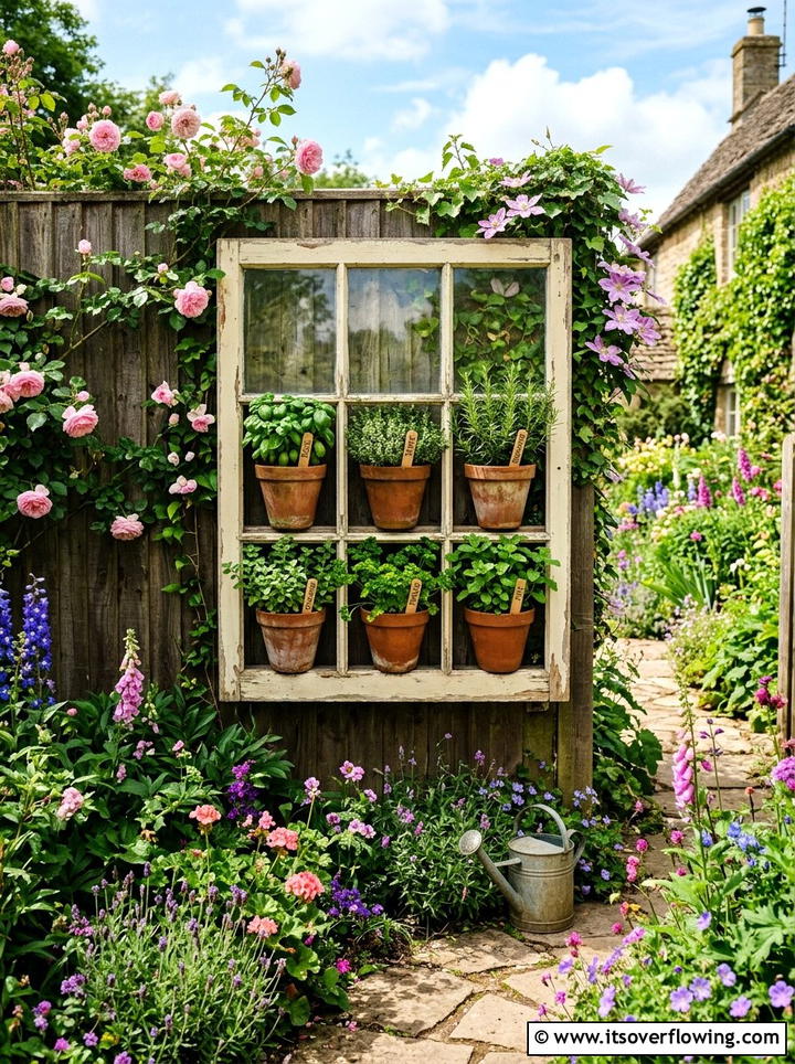 Window Frame Garden - 25 recycled garden ideas with pallet wall garden