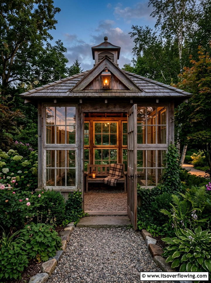Window Frame Gazebo - 25 upcycled garden ideas with old windows
