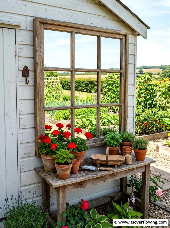 Window Frame Mirror - 25 backyard decorating ideas with mirror accents