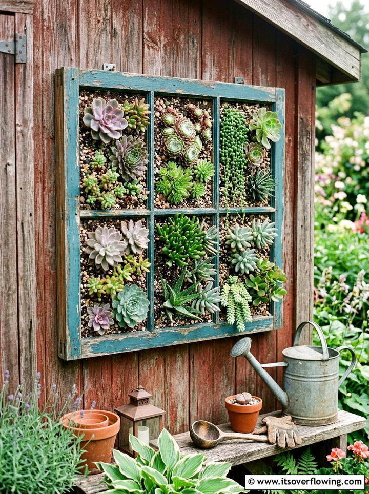 Window Frame Succulent Garden - 25 garden ideas with succulent frames
