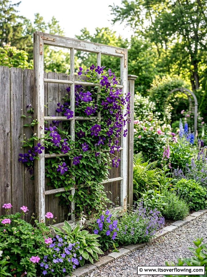 Window Frame Trellis - 25 reusing old things ideas for front yard