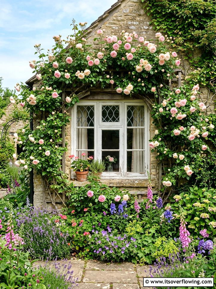 Window Frame Trellis - 25 upcycled garden ideas for year round decor