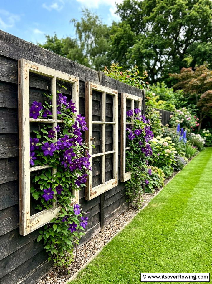 Window Frame Trellis - 25 recycled garden ideas for backyard decor