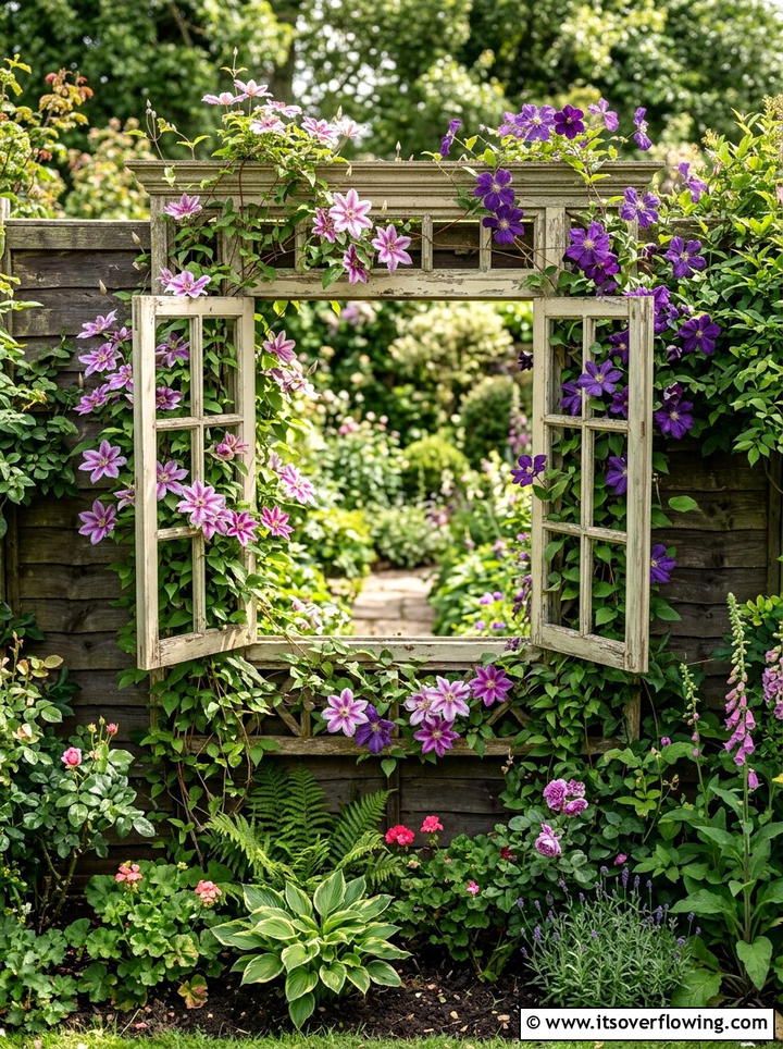 Window Frame Trellis - 25 recycled garden ideas