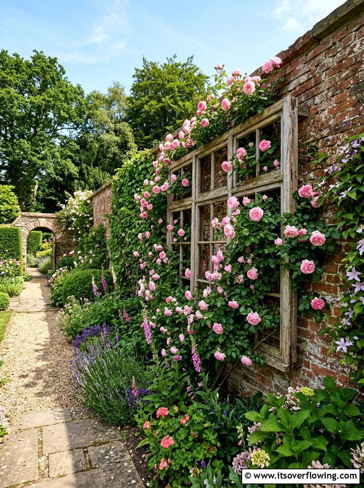 Window Frame Trellis - 25 recycled garden ideas diy