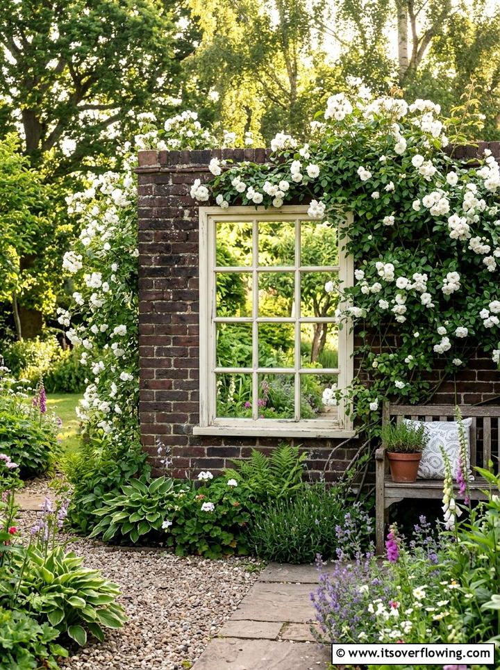 Window Pane Mirror - 25 small garden ideas with mirror tricks