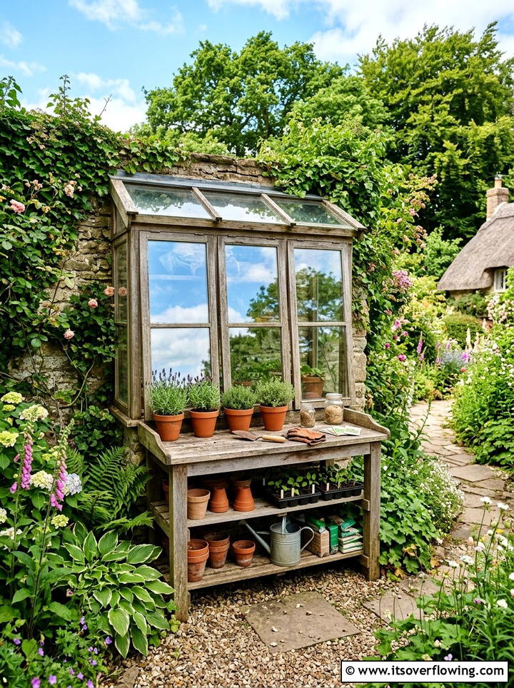 Window Potting Bench - 25 upcycled garden ideas with potting benches