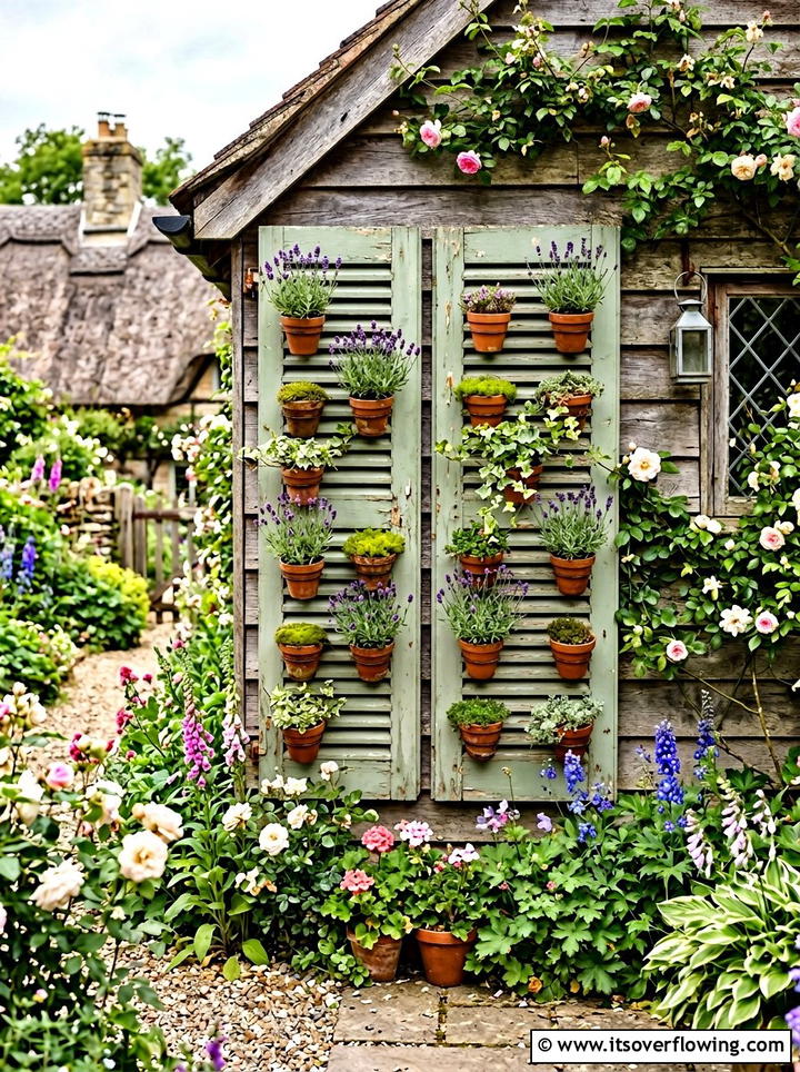 Window Shutter Garden - 25 cheap garden ideas with vertical gardens