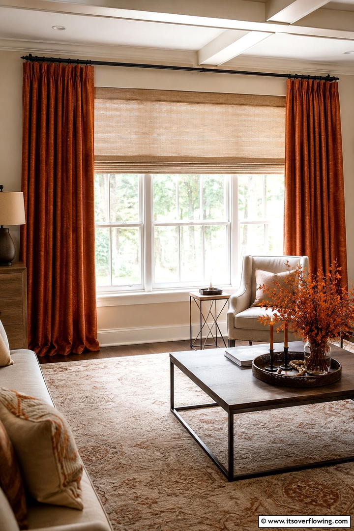 Window Treatments Autumn Update - 50 Fall Decor Ideas for A Cozy Seasonal Refresh at Home