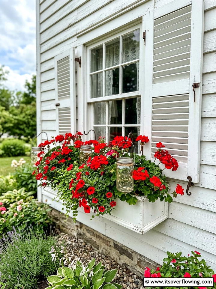 Window box mason jar lantern - 25 garden ideas with mason jar lanterns