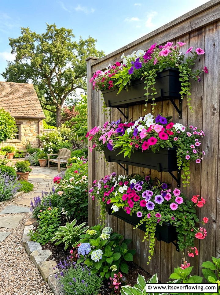Window box planter wall - 25 garden design ideas with vertical gardens