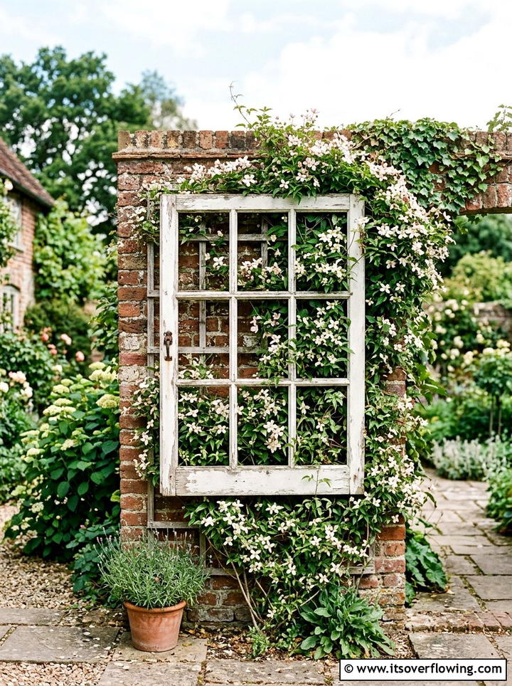 Window frame trellis - 25 reusing old things ideas for garden