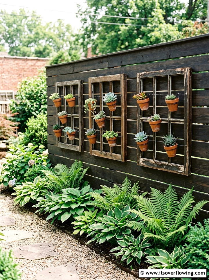 Window frame wall art - 25 cheap garden ideas with thrifted decor