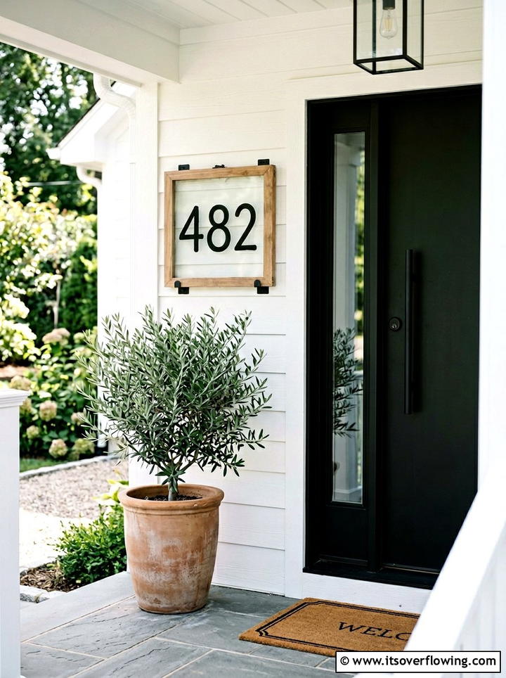 Window pane address sign - 25 front porch ideas with repurposed windows