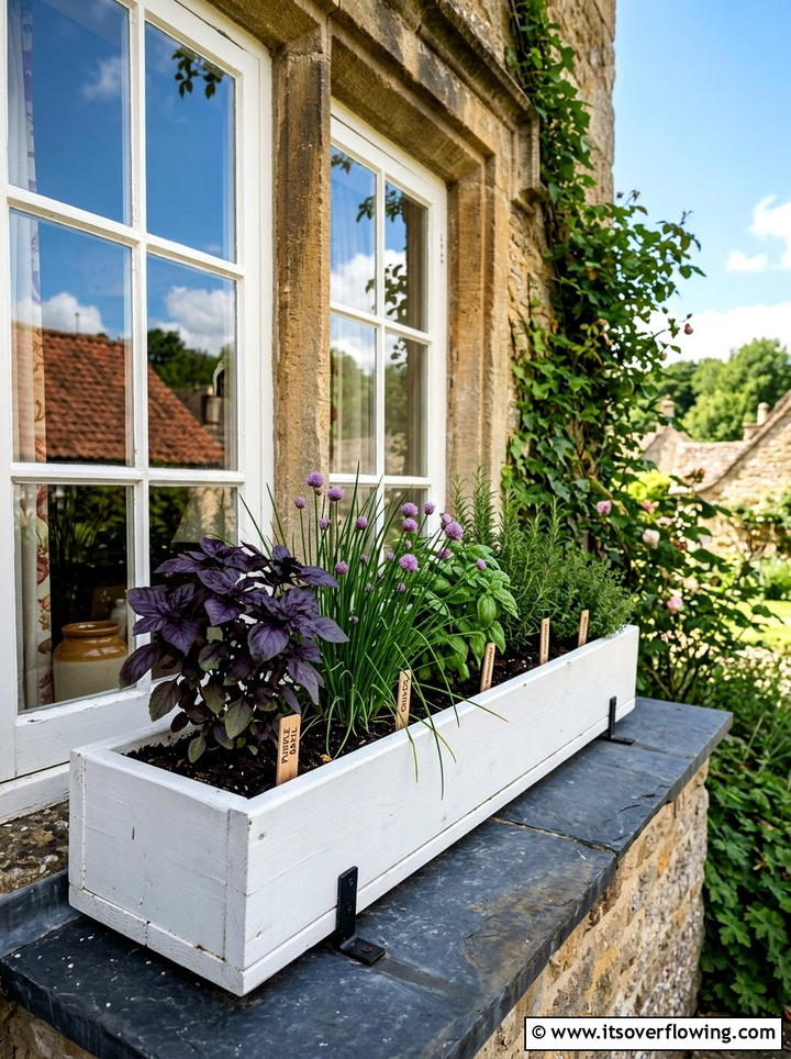 Windowsill Herb Garden Box - 25 garden decor ideas with herb displays