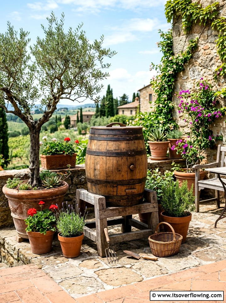 Wine Barrel Composter - 25 upcycled garden ideas with compost bins