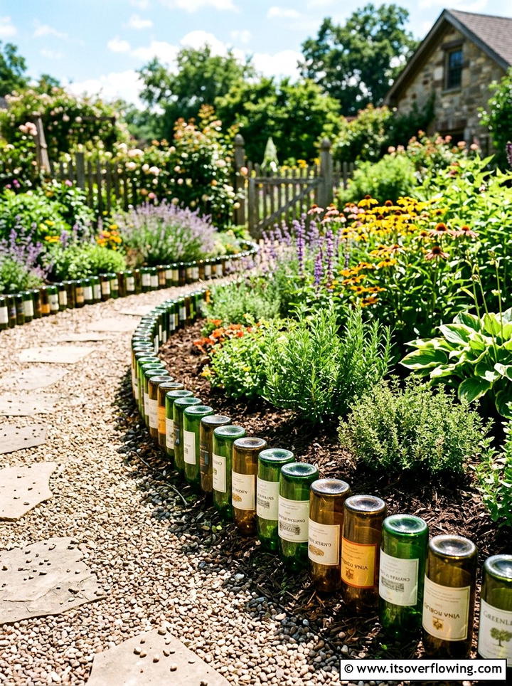 Wine Bottle Garden Edging - 25 upcycled garden ideas