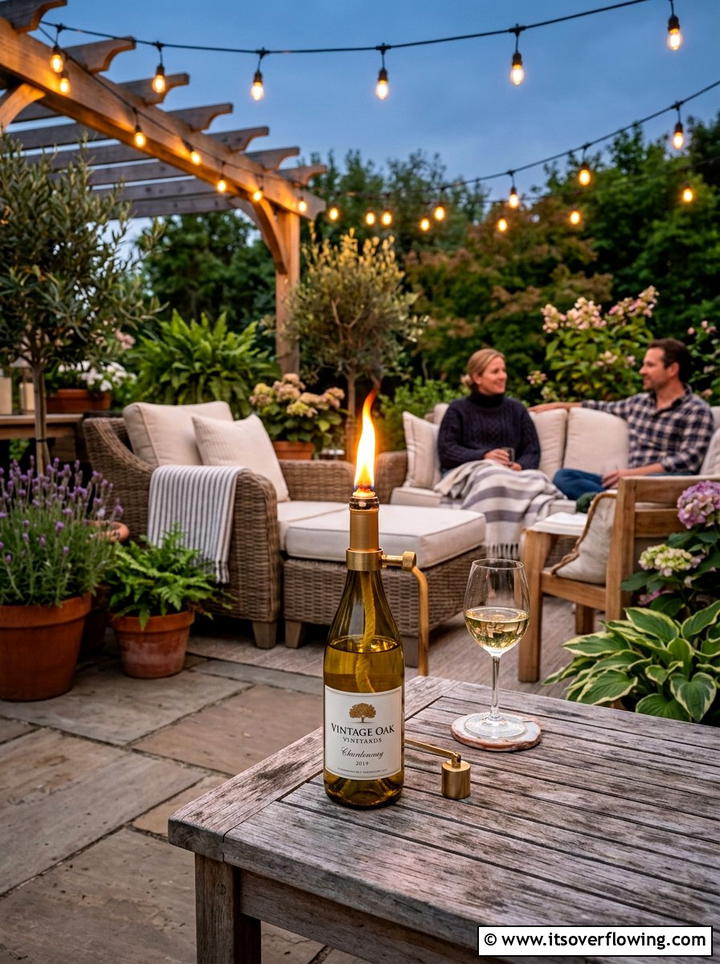 Wine Bottle Garden Torch - 25 recycled garden ideas with glass bottles