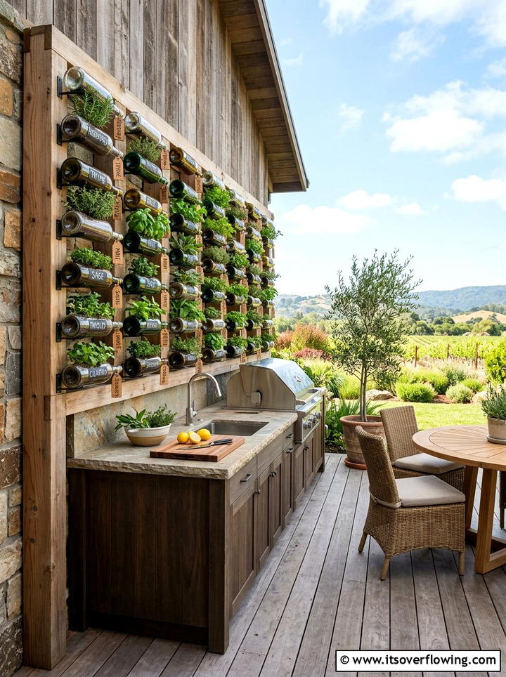 Wine Bottle Herb Garden - 25 recycled garden ideas with glass bottles